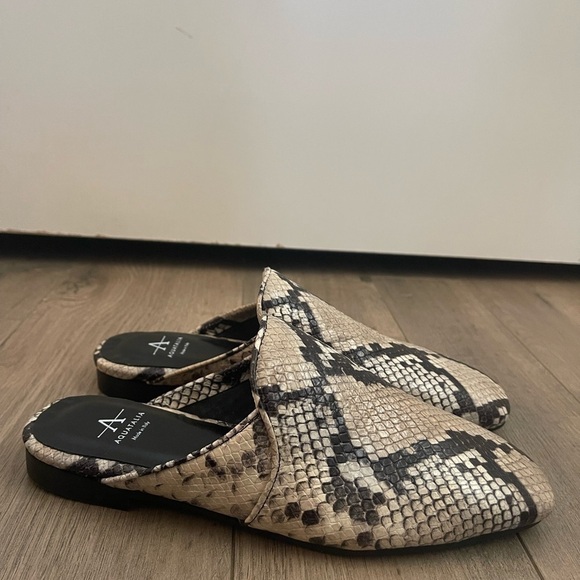 Aquatalia Snake Print Leather Mule Flats - 6.5